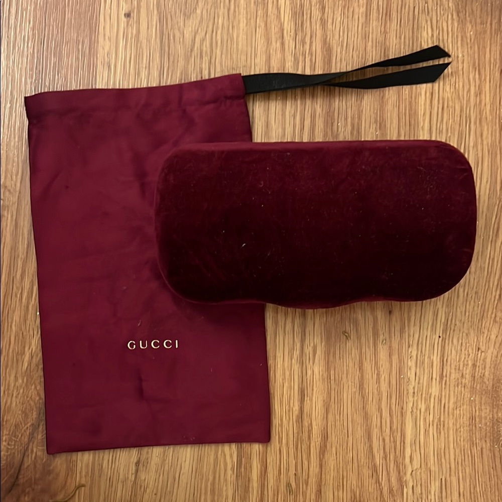 Gucci Burgundy Velvet Eyewear Case